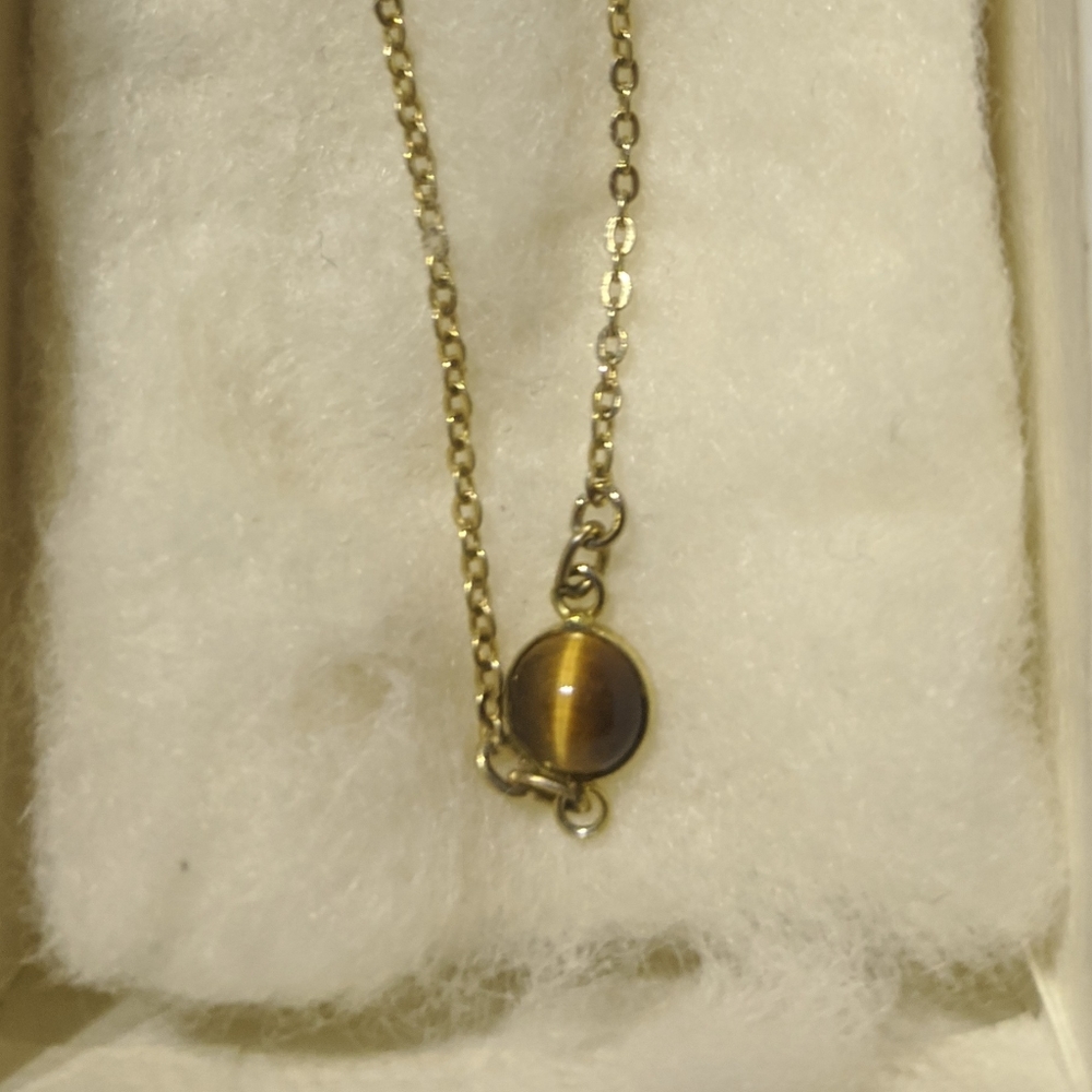 Gold Necklace with  Tiger's Eye Pendant...